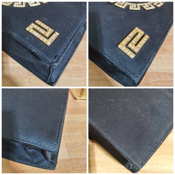 Authentic Versace Couture 90s Gianni Black Satin Gold & Rhinestone Medus… - Picture 6 of 12